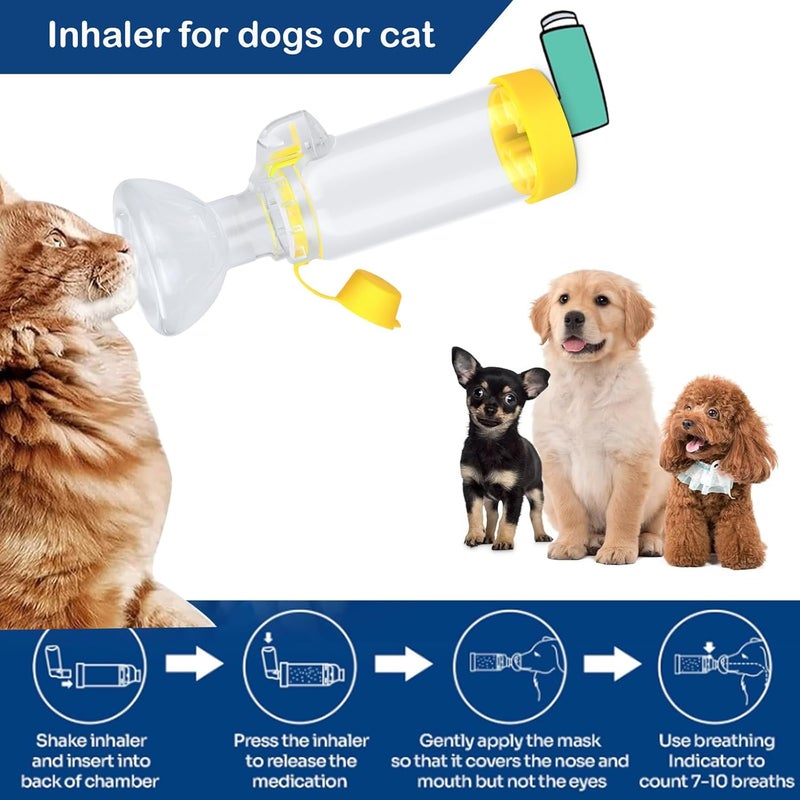 freespace Chamber for Pets Inhaler Spacer for Cat or Dog Handheld Spacer for Giving Medicine to Your Pet with Exclusive Breathing Indicator (for Cat(Yellow)) - Image 4